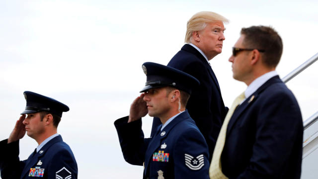 President Donald Trump boards Air Force One in New York 