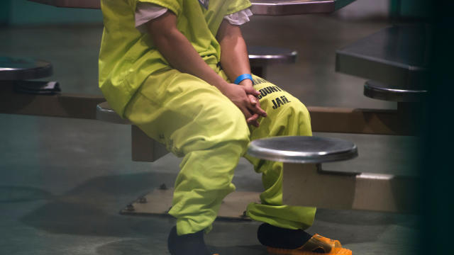 An immigration detainee sits in a high-security unit at the Theo Lacy Facility, a county jail which also houses immigration detainees arrested by the U.S. Immigration and Customs Enforcement agency, in Orange, California, about 32 miles southeast of Los Angeles, March 14, 2017. 