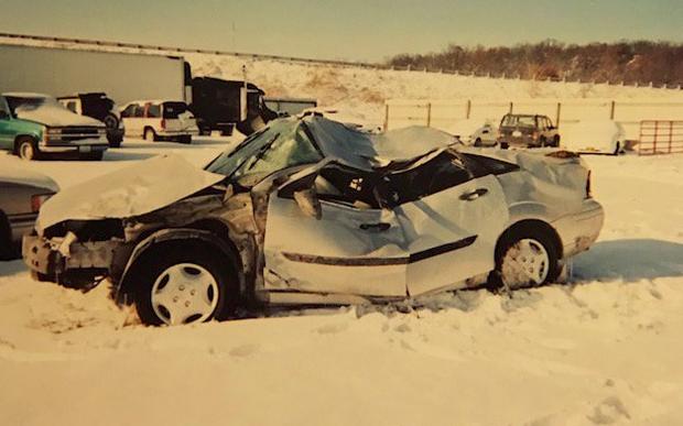 The aftermath of Hannah Aspenson's car crash 