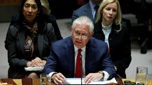 U.S. Secretary of State Rex Tillerson speaks during the United Nations Security Council meeting on North Korea's nuclear program at U.N. headquarters in New York City 