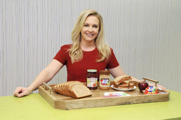 Melissa Joan Hart makes PB&J sandwiches with Jif while announcing the `Imagine If, With Jif` contest finalists 
