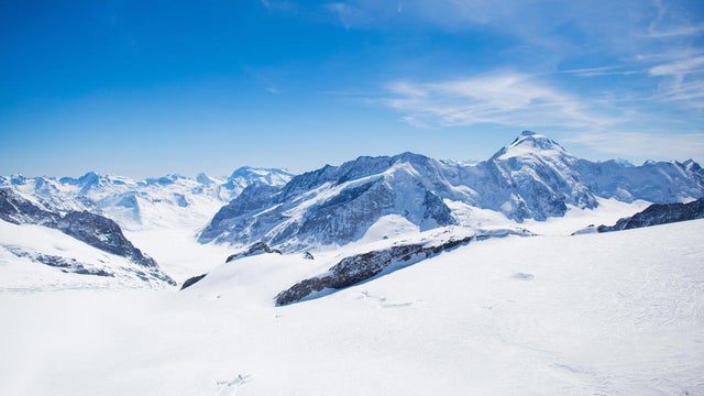 Aerial view of Swiss Alps mountains 