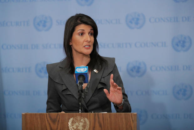 U.S. Ambassador to the United Nations Nikki Haley speaks at UN headquarters in New York 