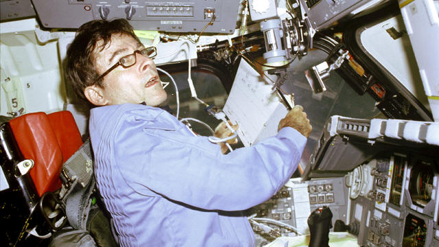 FILE PHOTO: NASA handout photo of Commander John Young during mission STS-1 of the Space Shuttle Columbia 