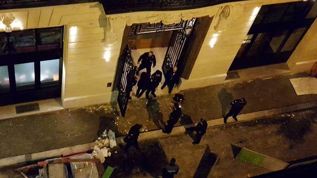 A general view of the scene after axe-wielding robbers stole jewelry at the Ritz Paris hotel in Paris 