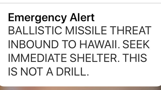Hawaii Mistaken Missile Alert 