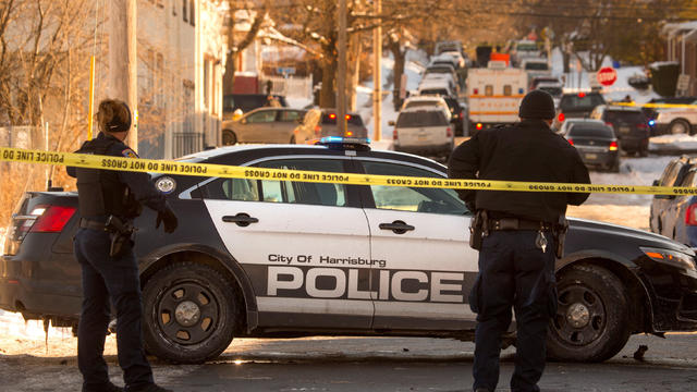 Crews work the scene of a police-involved shooting in Harrisburg, Pennsylvania, on Jan. 18, 2018. 