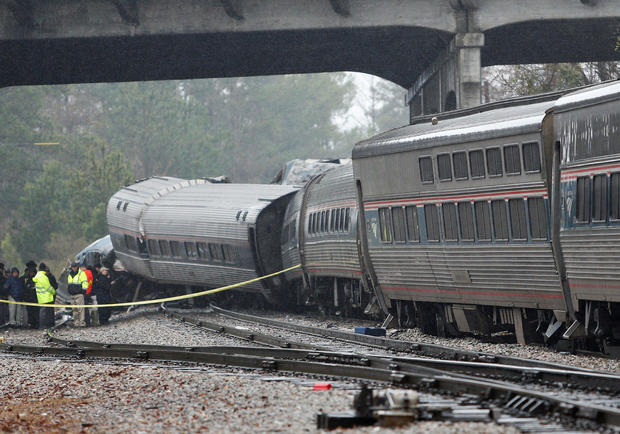 Emergency responders are at the scene after an Amtrak passenger train collided with a freight train and derailed in Cayce South Carolina 