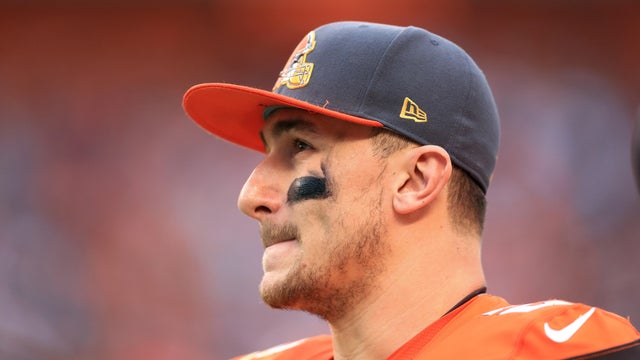 Quarterback Johnny Manziel, No. 2 of the Cleveland Browns, is seen on the sidelines during the fourth quarter against the San Francisco 49ers at FirstEnergy Stadium on Dec 13, 2015, in Cleveland, Ohio. 