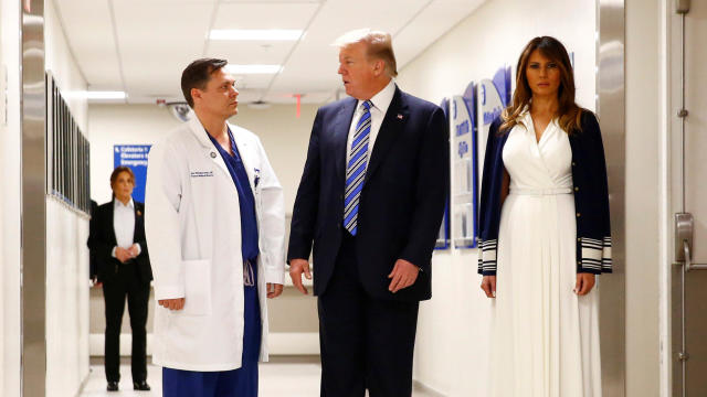 U.S. President Donald Trump and first lady Melania Trump visit with medical staff of Broward Health North Hospital in the wake of the shooting at Marjory Stoneman Douglas High School in Pompano Beach 