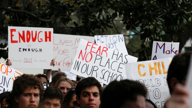 Protestors rally outside the Capitol urging Florida lawmakers to reform gun laws, in Tallahassee 