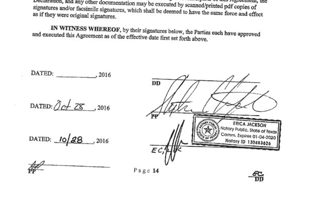 A screengrab of a page from the agreement between Stormy Daniels and then-candidate Donald Trump. 