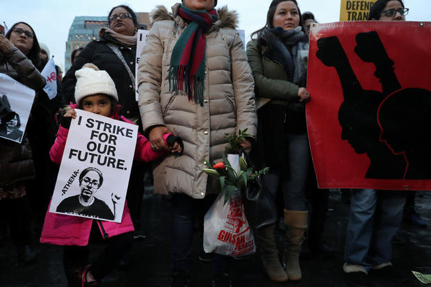 Activists take part in a rally on International Women's Day in Manhattan in New York City 