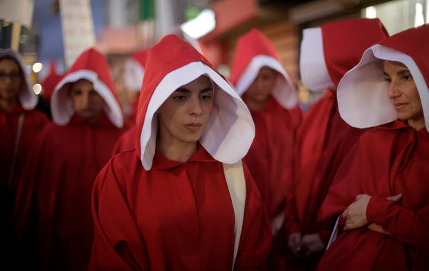 Women take part during a demonstration on International Women's Day in San Jose 