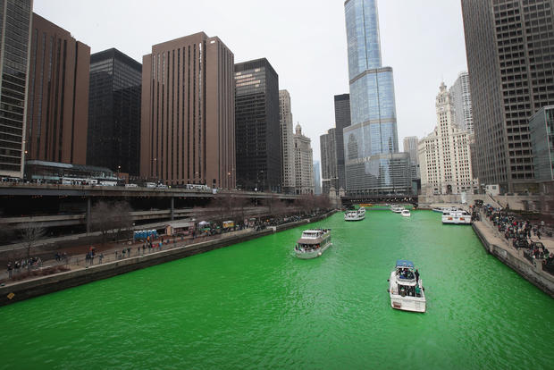 Chicago River Dyed Green In Annual Tradition For St. Patrick's Day 