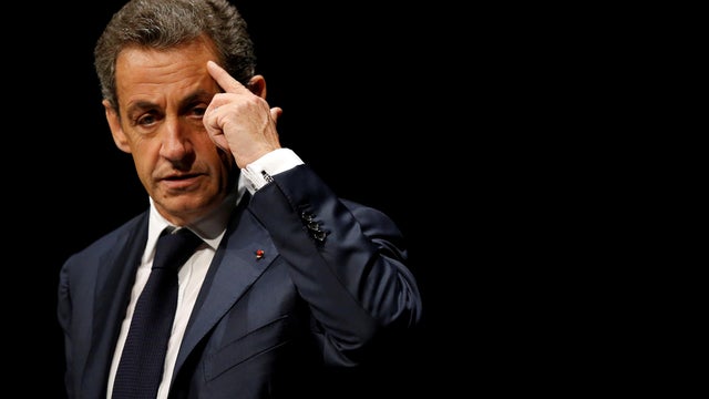 FILE PHOTO: Nicolas Sarkozy, former head of the Les Republicains political party, attends a Les Republicains (LR) public meeting in Les Sables d'Olonne 