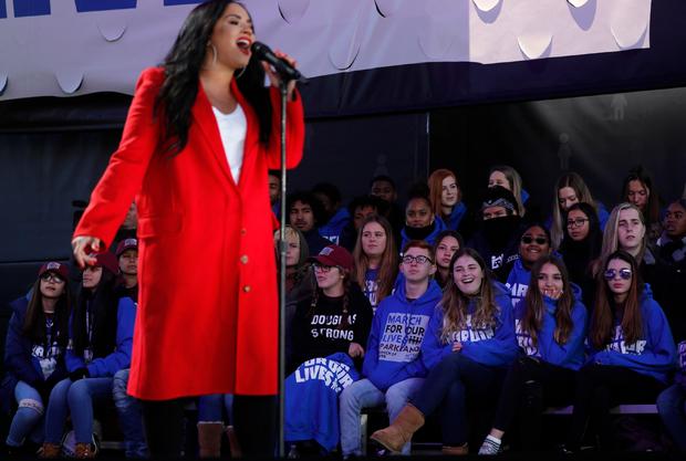 Singer Lovato performs during the "March for Our Lives" rally demanding gun control in Washington 