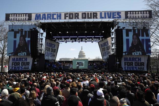 Students and young people participate in the "March for Our Lives" rally demanding gun control in Washington 