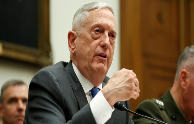 U.S. Secretary of Defense Mattis and Chairman of the Joint Chiefs of Staff General Dunford testify to the House Armed Services Committee hearing in Washington