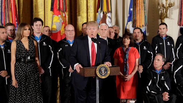 Trump speaks at the White House in Washington 