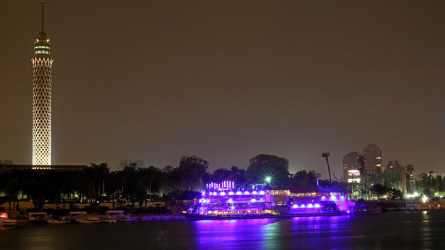 Cairo Tower is seen by the river Nile in Cairo 