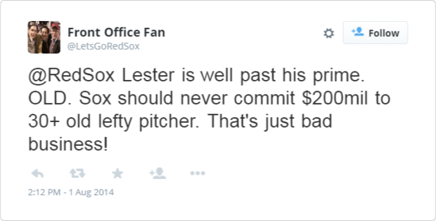 Fake Red Sox Front Office Tweet 
