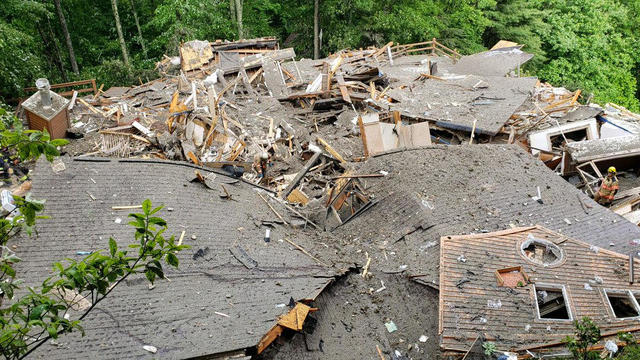 Crews work the scene of a structure collapse in Watauga County, North Carolina, on May 30, 2018, in this photo posted to social media by the Boone Police Department. 