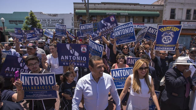 California Gubernatorial Candidate Antonio Villaraigosa Campaigns In Los Angeles Ahead Of Tuesday's Primary 