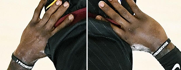 LeBron James' hands in Game 4 of the NBA Finals 