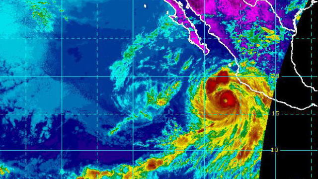 Hurricane Bud is seen in an infrared satellite image capture at 11 a.m. ET on June 11, 2018. 