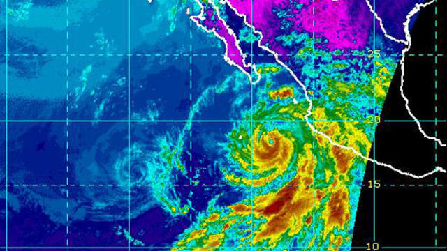 Hurricane Bud is seen in an infrared satellite image capture at 9:30 a.m. ET on June 12, 2018. 