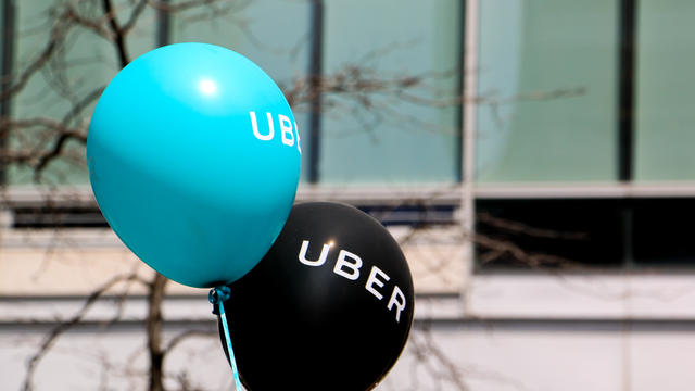 Balloons at a pro Uber rally 