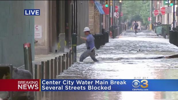 Massive Water Main Break Shuts Down Several Streets In Center City 