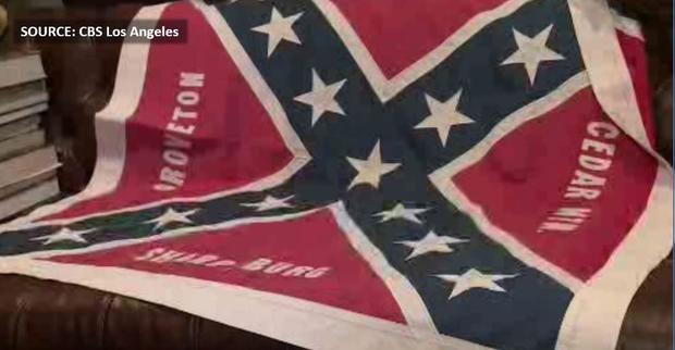 Civil War expert Joe Ryan flies the Confederate flag of the Army of Northern Virginia about four times a year. (SOURCE: CBS2) 