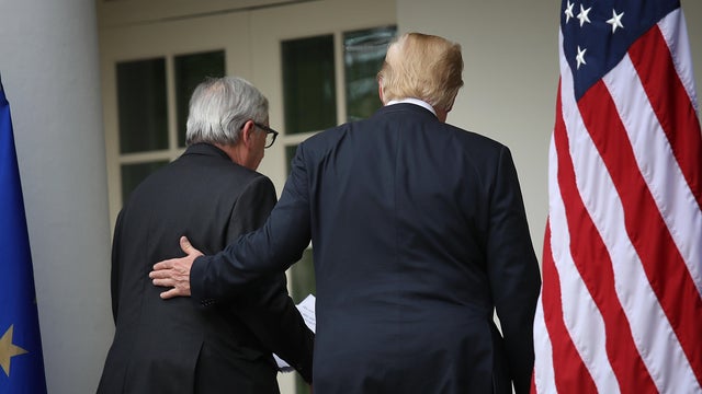 President Trump And European Commission President Jean-Claude Juncker Makes Statement In Rose Garden 