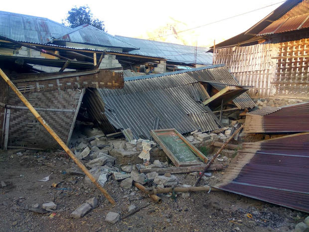 Damage is seen following an earthquake in Lombok 