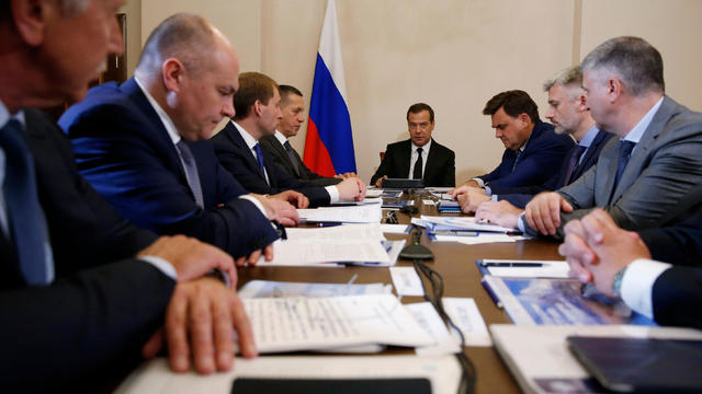 Russian PM Medvedev holds a meeting on the consruction of a transshipment terminal for liquefied natural gas in Kamchatka region, in Petropavlovsk-Kamchatsky 