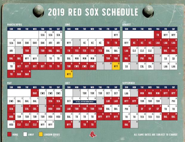 Red Sox 2019 Schedule 