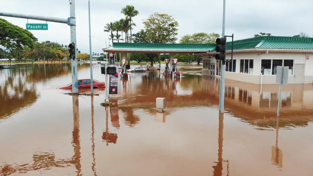 A general view of the heavy flooding in Hilo 