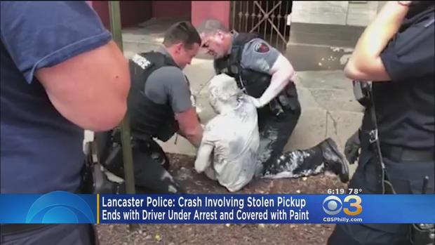Police: Lancaster Crash Involving Stolen Truck Ends With Suspect Covered In Paint 