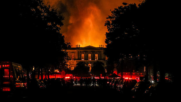 Fire Blazes At Iconic National Museum of Brazil 