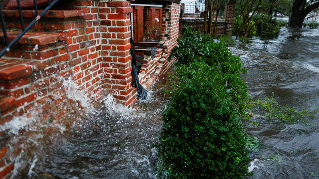 Water from the Neuse river floods houses during the passing of Hurricane Florence in the town of New Bern 