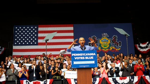 Barack Obama Attends Campaign Rally For Pennsylvania Democrats In Philadelphia 