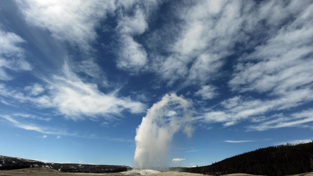 Old Faithful geyser, which erupts on average every 90 minutes, is seen in Yellowstone National Park, Wyoming, on June 1, 2011. 