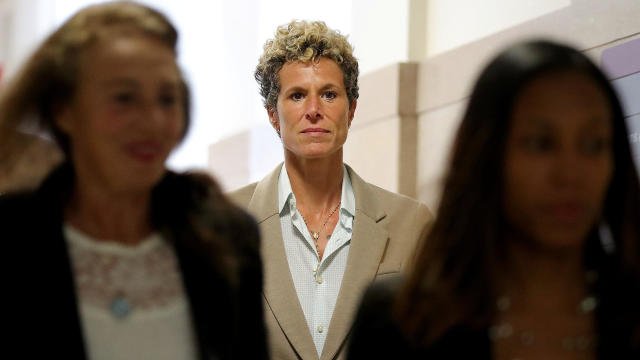Andrea Constand returns to the courtroom during a lunch break at the sentencing hearing for the sexual assault trial of entertainer Bill Cosby in Norristown 