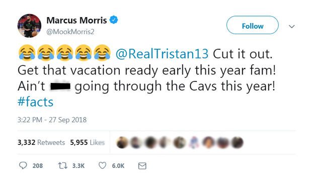 Marcus Morris' Tweet 