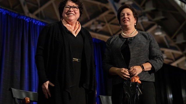 Associate Justices of the Supreme Court of the U.S. Sonia Sotomayor and Elena Kagan recieve applause during Princeton University's "She Roars: Celebrating Women at Princeton" conference in Princeton 