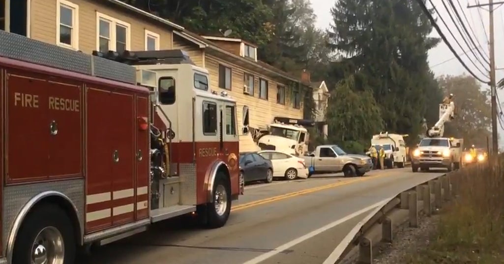 Truck Loses Control Crashes Into Crescent Twp. Apartment Building - CBS ...