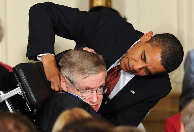 Barack Obama and Stephen Hawking 