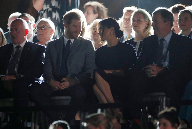 Britain's Prince Harry and his wife Meghan, Duchess of Sussex, attend the opening ceremony of the Invictus Games at the Sydney Opera House, Sydney